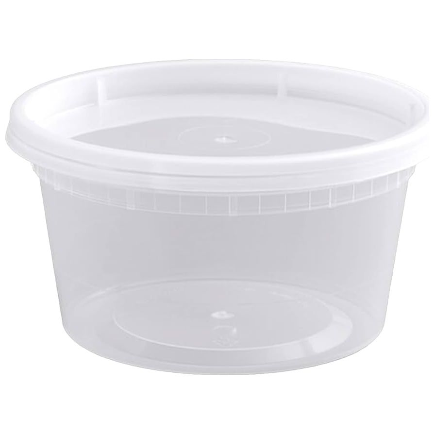 12oz PLASTIC CONTAINER WITH LID 240 SET COMBO